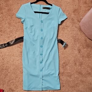 New York & Company Light Blue Midi Dress